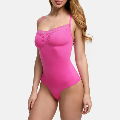 Lace Bodysuit Sculpting Shapewear with Thong
