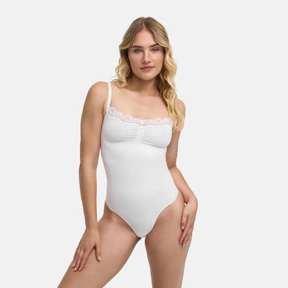 Lace Bodysuit Sculpting Shapewear with Thong