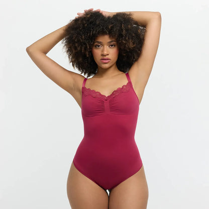 Lace Bodysuit Sculpting Shapewear with Thong