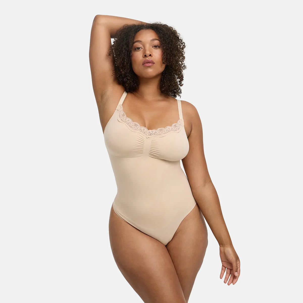 Lace Bodysuit Sculpting Shapewear with Thong