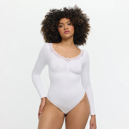 Lace Bodysuit Sculpting Shapewear Longsleeve with Briefs