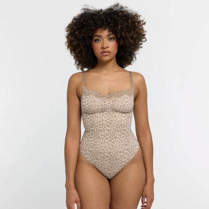 Lace Bodysuit Sculpting Shapewear with Thong