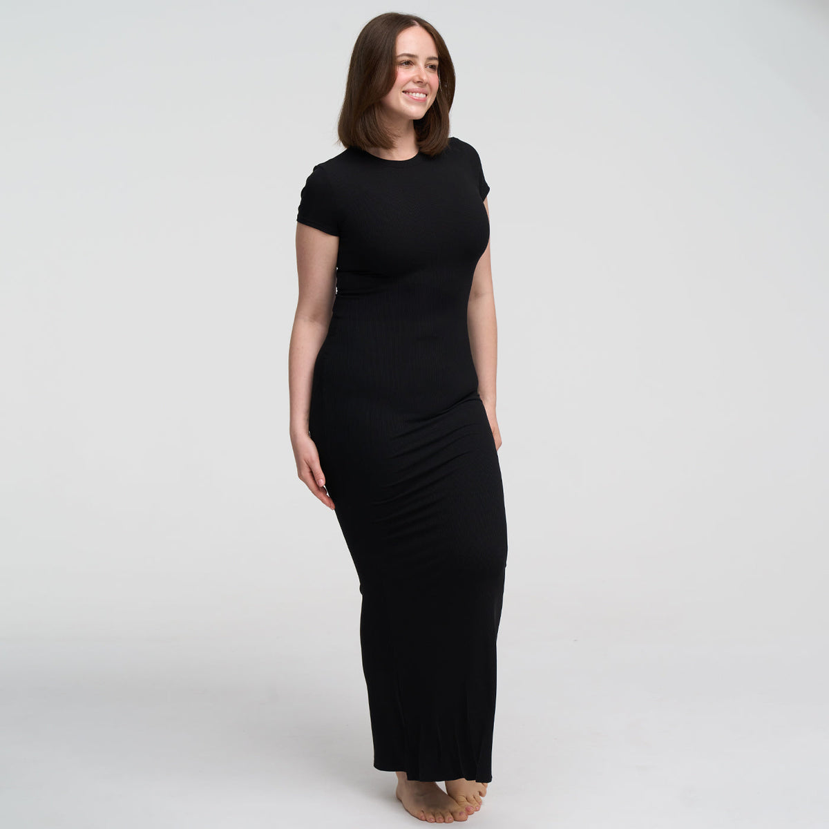 Ribbed T-shirt maxi dress