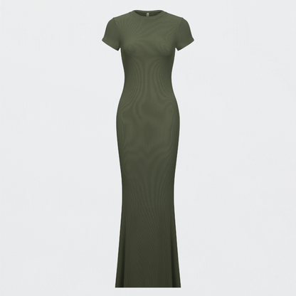 Ribbed T-shirt maxi dress