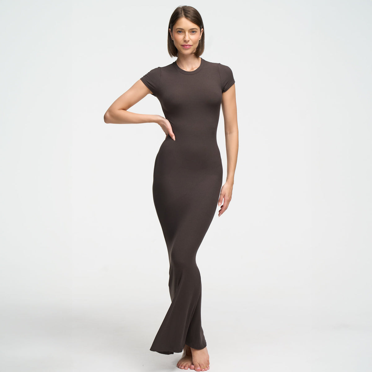 Ribbed T-shirt maxi dress
