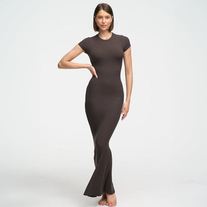 Ribbed T-shirt maxi dress