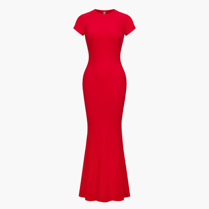 Ribbed T-shirt maxi dress