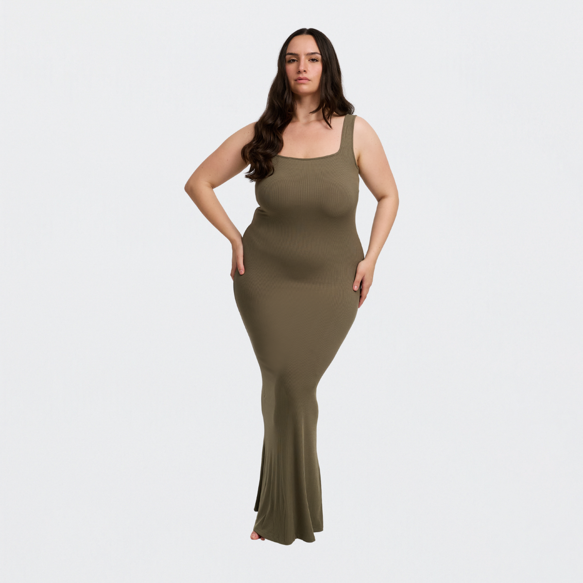Ribbed tank top maxi dress