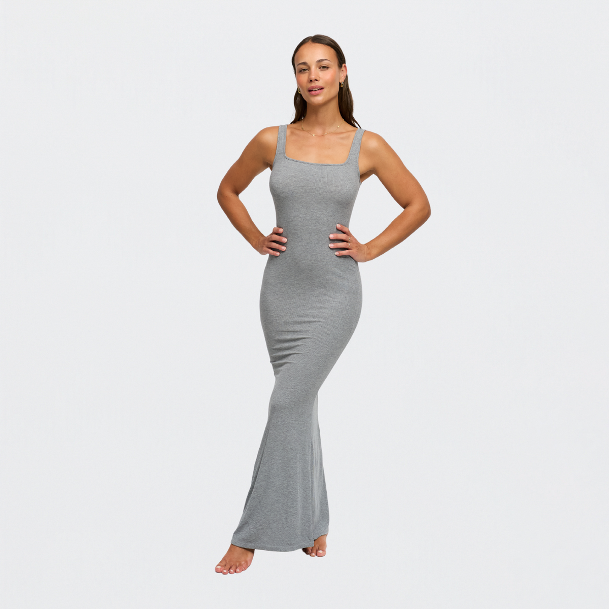 Ribbed tank top maxi dress