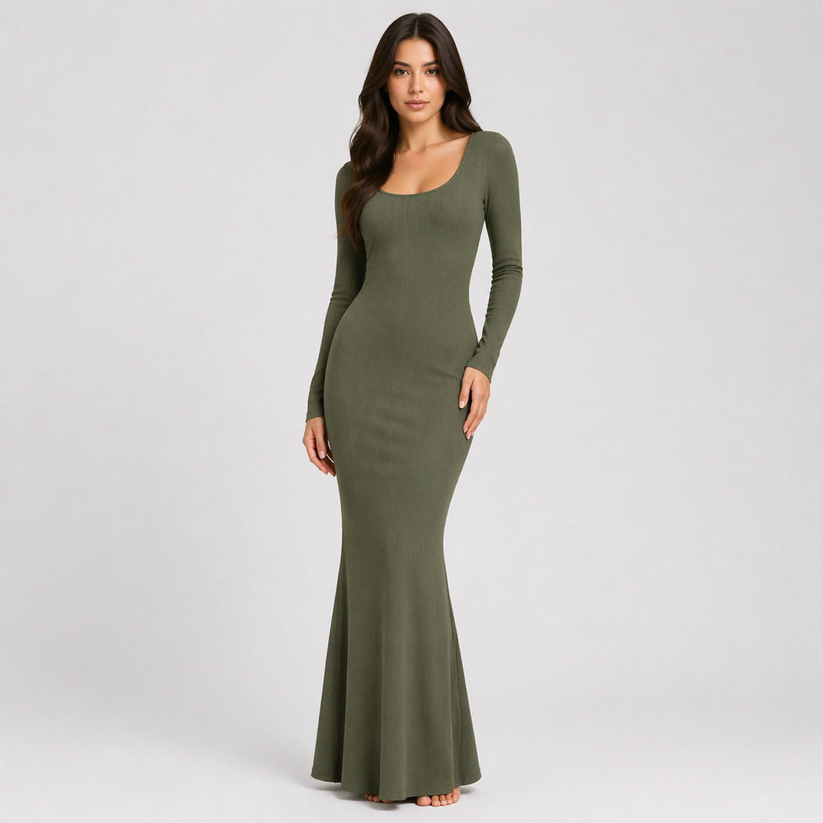 Ribbed Long Sleeve Maxi Dress
