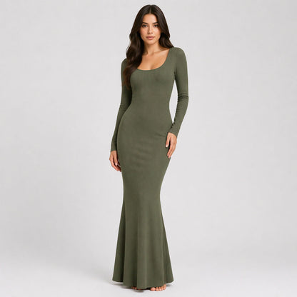 Ribbed Long Sleeve Maxi Dress
