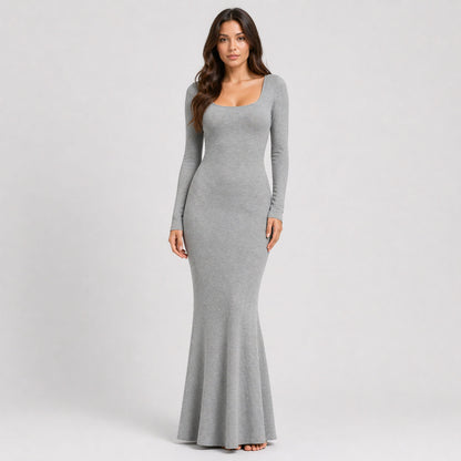 Ribbed Long Sleeve Maxi Dress