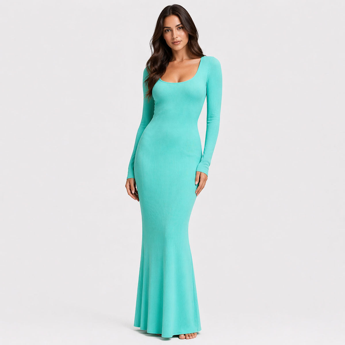 Ribbed Long Sleeve Maxi Dress