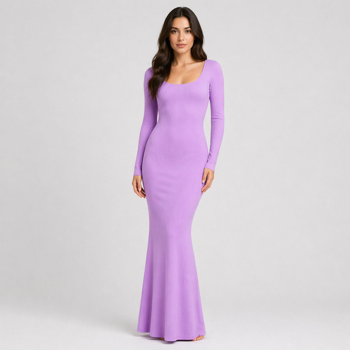 Ribbed Long Sleeve Maxi Dress