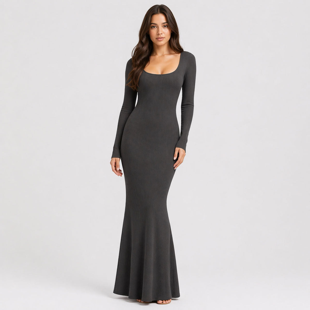 Ribbed Long Sleeve Maxi Dress