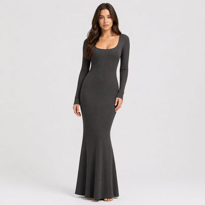 Ribbed Long Sleeve Maxi Dress