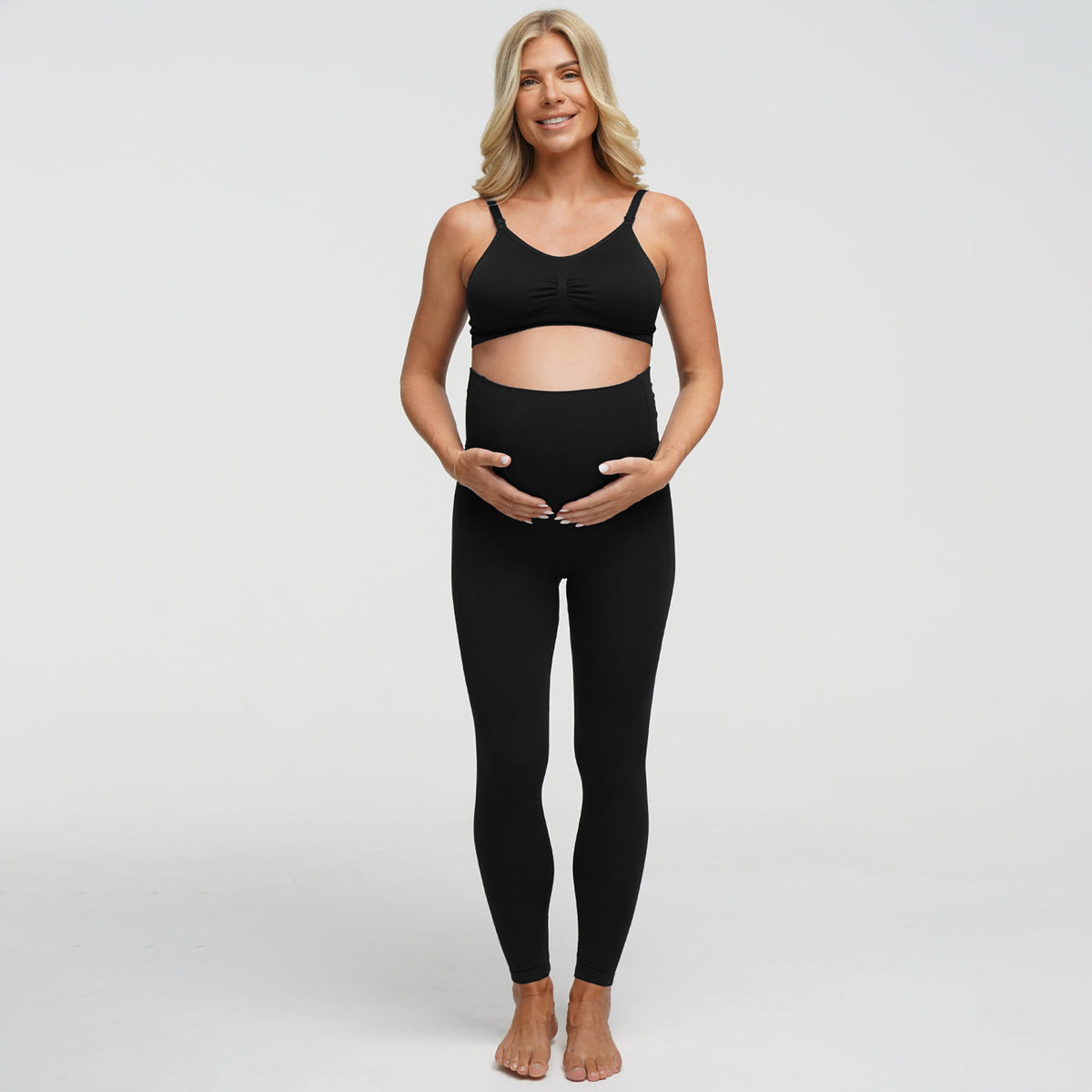 Seamless high-waisted maternity leggings