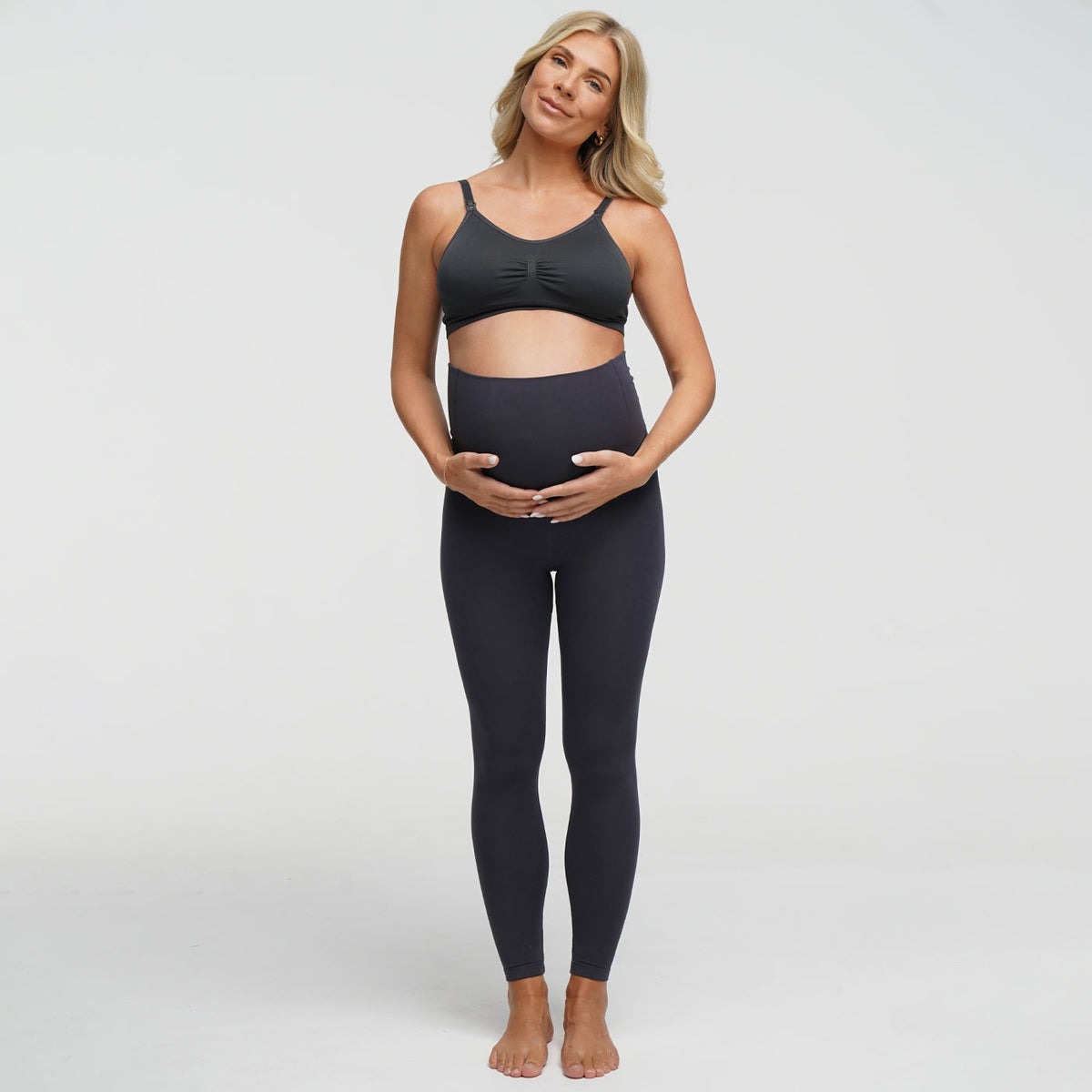 Seamless high-waisted maternity leggings